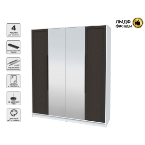 Шкаф распашной Тренд КТ-Ш4 (з) (Белый платинум ЛДСП/ Дуб английский ЛМДФ) Ш1800 ..